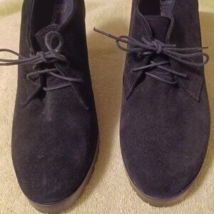 Browns, Black Suede, Lace-Up, Wedge Heel, Booties, Ladies Size 39 (or 8), Mint